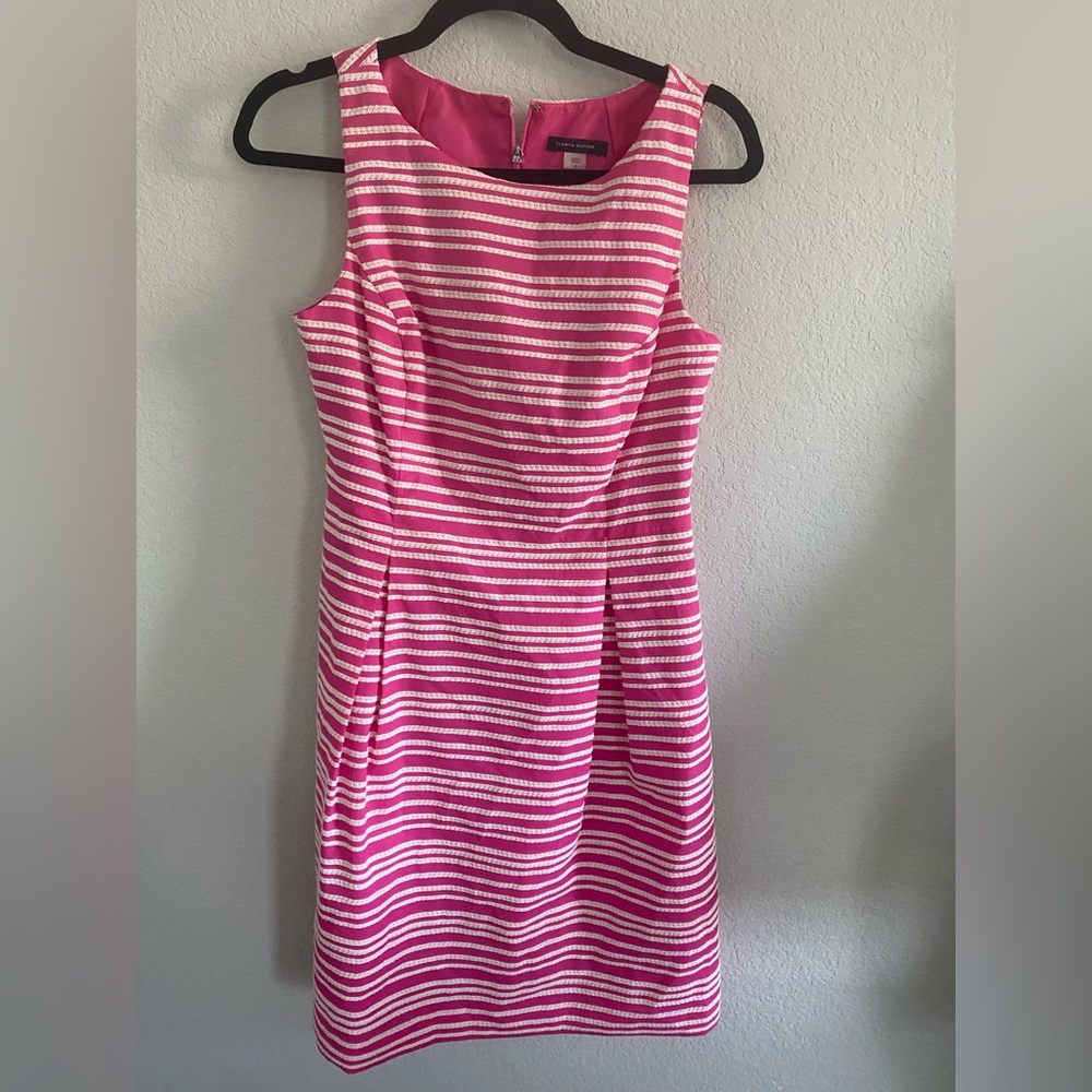 Tommy Hilfiger Pink & White Striped Sleeveless Dress – Size 4